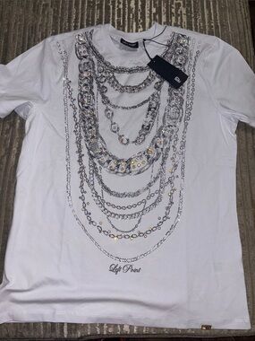 Men’s White Graphic Jewel-Print T-Shirt
